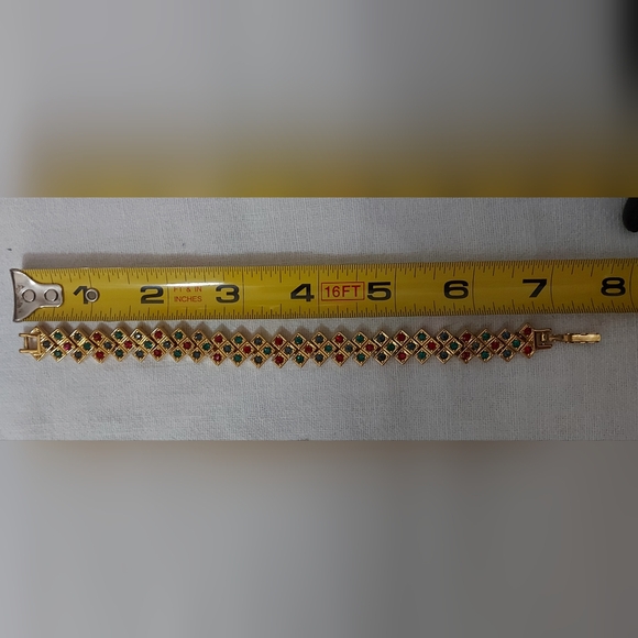 ❄️D'Orlan Bezel Set Multi Colored Crystal Gold Plated Bracelet - Picture 4 of 4